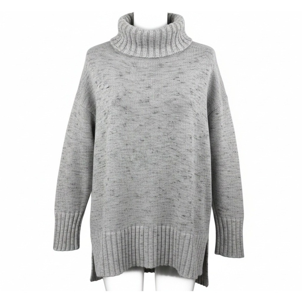 J.‎ Jill Wearever Sweater Womens Small Gray Marl Cotton Blend Turtleneck Tunic